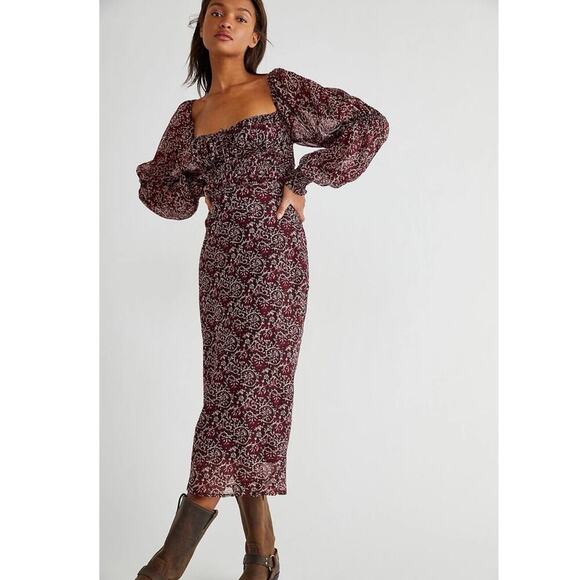 NWT Free People Glow Up Floral Midi Dress Size Medium - Picture 1 of 6